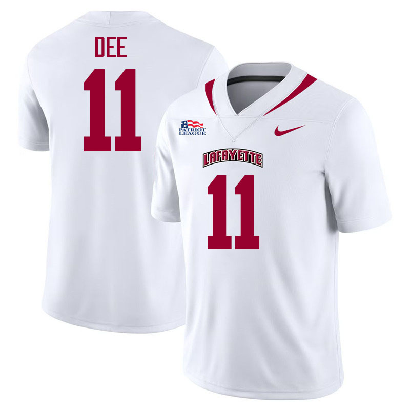 Lafayette Leopards #11 Beckham Dee College Football Jerseys,Uniforms-White